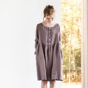 Not Perfect Linen MIDI Length Dress S